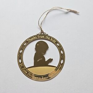 St Jude Childrens Hospital Ornament Christmas Gold Tone Child Silhouette